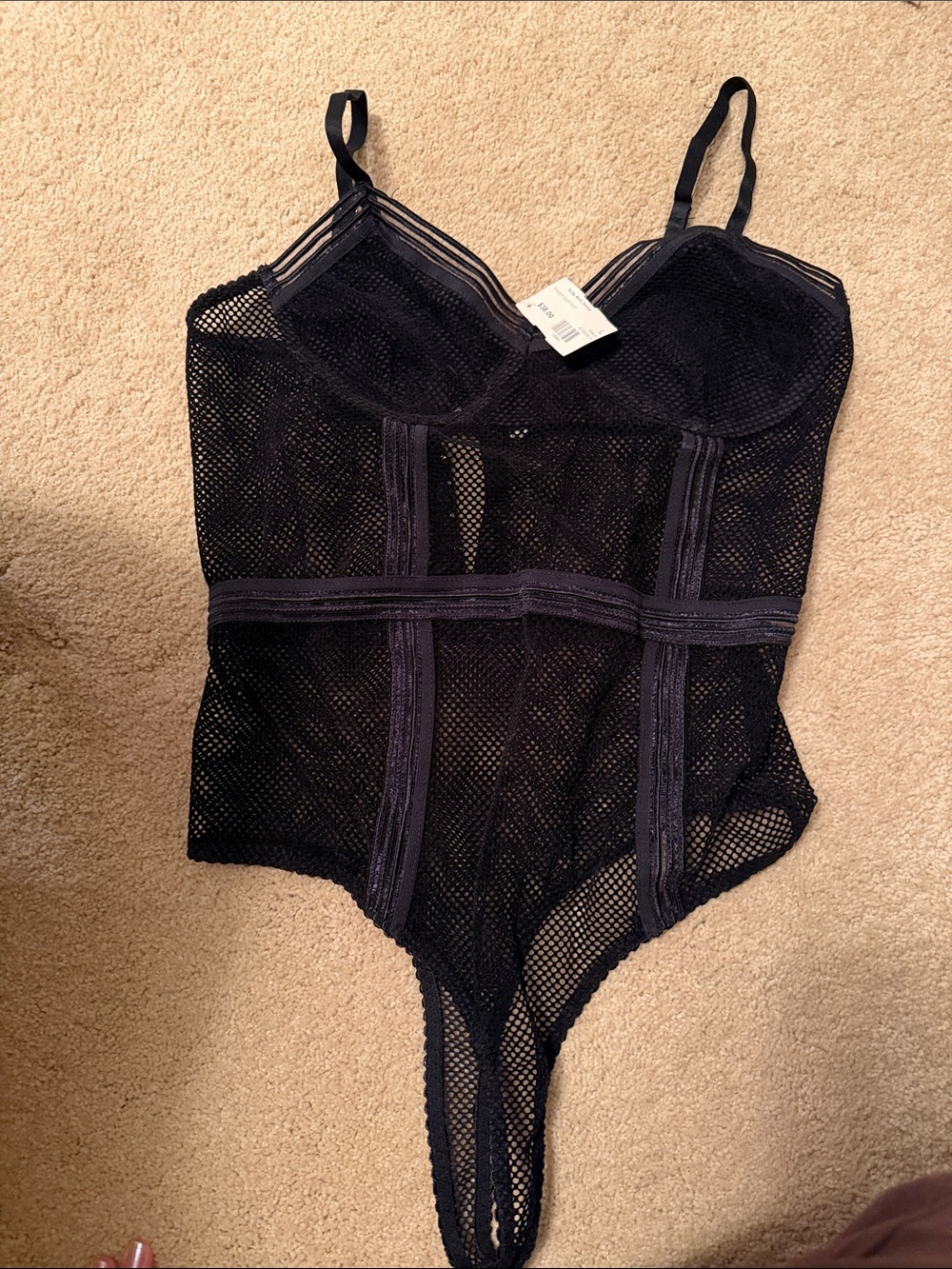 Honey Punch Black Mesh Bustier Bodysuit